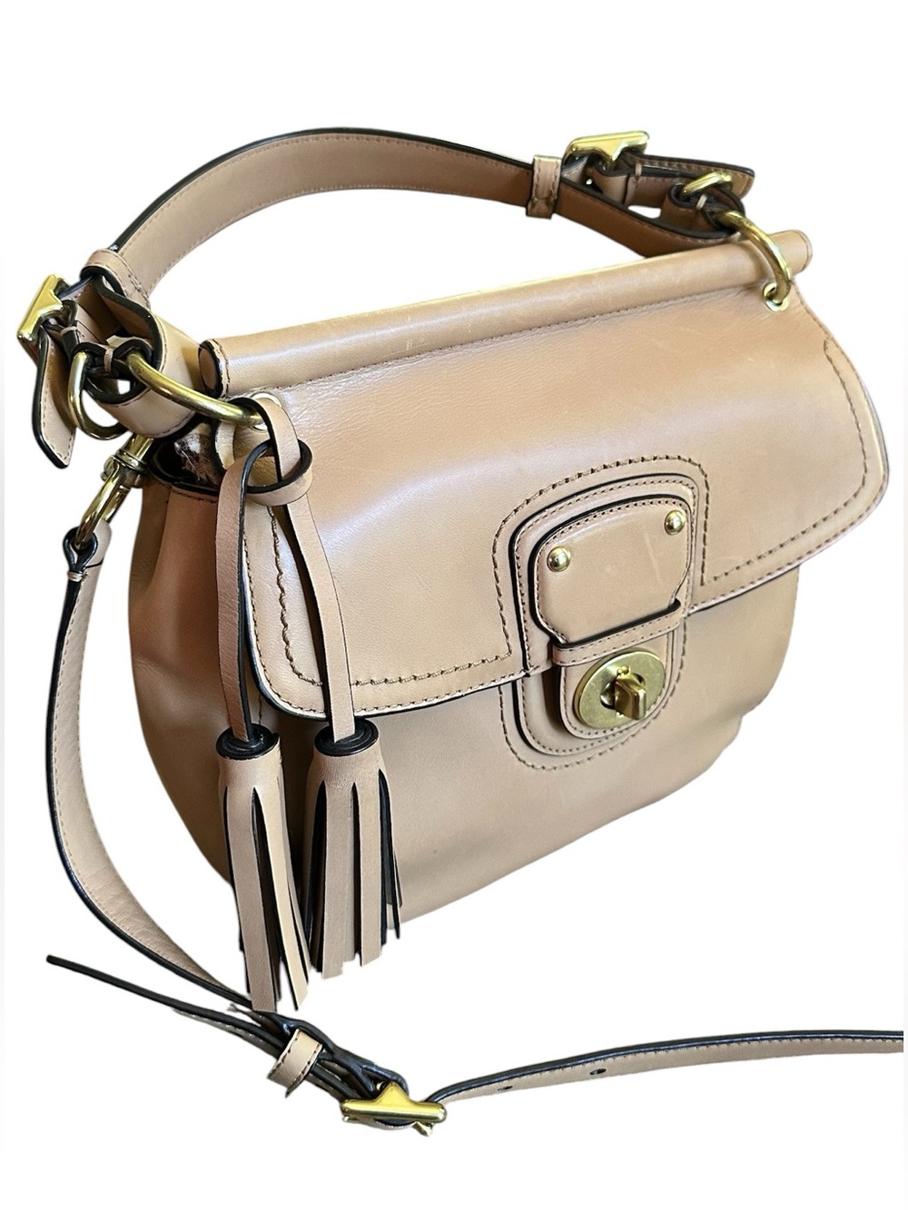 Coach Legacy Willis Sand Leather Crossbody Turnlock Bag NWT